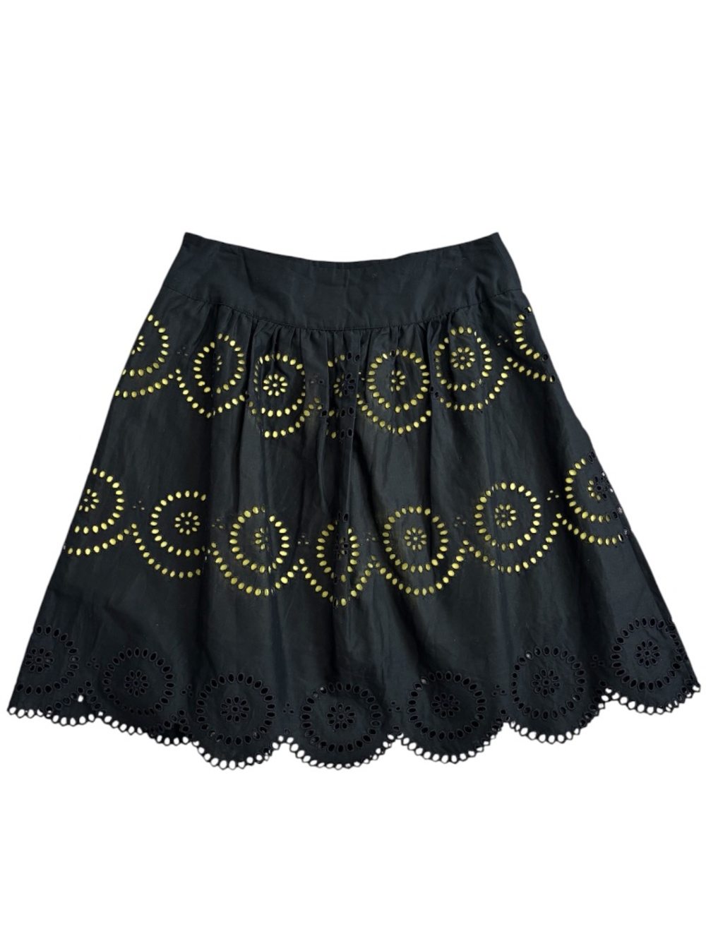 INC International Concepts Eyelet Skirt - Black with Citron Underlay Size 2P